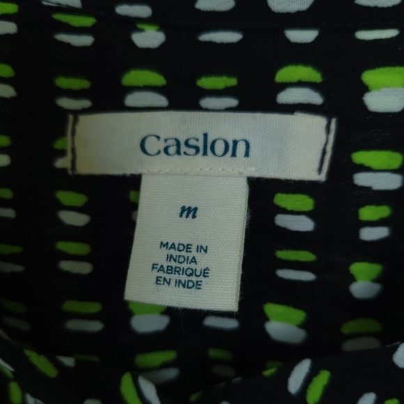 CASLON Woman's Sz M Long Sleeve Quarter Button Down Tunic Green & Black - Picture 8 of 9